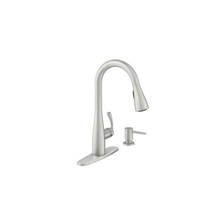 LLAVE MEZCLADORA MONOMANDO PARA COCINA CON ROCIADOR ACERO INOXIDABLE-TodoenunSitio-MOEN