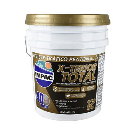 IMPERMEABILIZANTE ACRÍLICO ELASTOMÉRICO IMPAC X-TERIOR TOTAL TECHOS TERRACOTA 19 L-TodoenunSitio-IMPAC