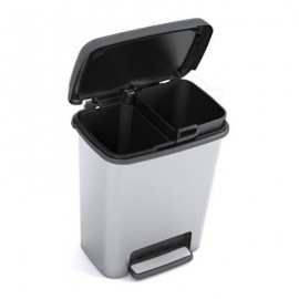 BOTE DE BASURA DE PEDAL PARA RECICLAJE 20 L PLATA-TodoenunSitio-KIS