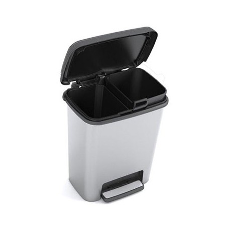 BOTE DE BASURA DE PEDAL PARA RECICLAJE 20 L PLATA-TodoenunSitio-KIS