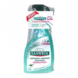 PACK SANYTOL SPRAY MULTIUSOS + TOALLAS WC DESINFECTANTES-TodoenunSitio-