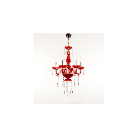 CANDIL DE CRISTAL ROJO PALACE LED 5 LUCES-TodoenunSitio-GAMALUX
