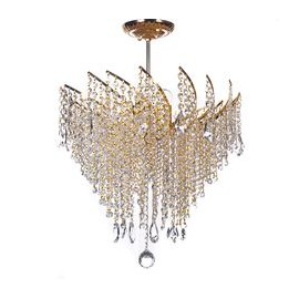 CANDIL DE CRISTAL DORADO EUROPA FLORENCIA LED 4 LUCES-TodoenunSitio-GAMALUX