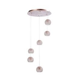 CANDIL METÁLICO LED GLOBO ORO ROSADO CHICO 6 LUCES-TodoenunSitio-GAMALUX