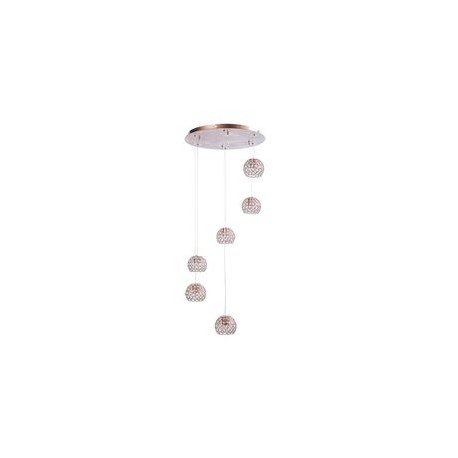 CANDIL METÁLICO LED GLOBO ORO ROSADO CHICO 6 LUCES-TodoenunSitio-GAMALUX