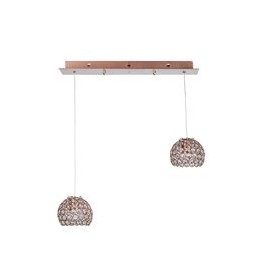 CANDIL METÁLICO LED GLOBO ORO ROSADO CHICO 2 LUCES-TodoenunSitio-GAMALUX