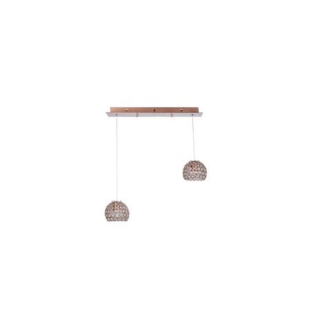 CANDIL METÁLICO LED GLOBO ORO ROSADO CHICO 2 LUCES-TodoenunSitio-GAMALUX
