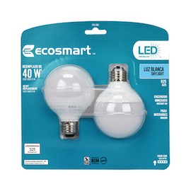 FOCO LED GLOBO 3.1W ECOSMART LUZ FRÍA 2 PIEZAS-TodoenunSitio-ECOSMART
