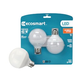 FOCO LED GLOBO 5W ECOSMART LUZ CÁLIDA 2 PIEZAS-TodoenunSitio-ECOSMART