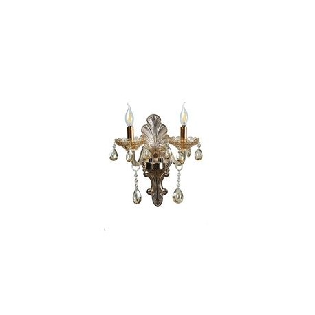 ARBOTANTE DE CRISTAL ORO PALACE CLEAR LED 2 LUCES 41 CM + 2 LUCES CHAMPAGNE-TodoenunSitio-GAMALUX