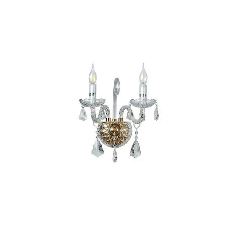 ARBOTANTE DE CRISTAL ORO PALACE CLEAR LED 2 LUCES 30 CM + 2 LUCES GOLD-TodoenunSitio-GAMALUX
