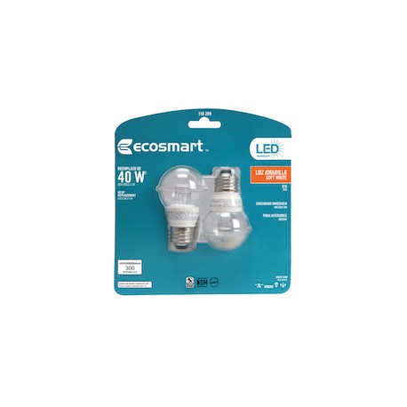 FOCO LED MINI GLOBO ECOSMART 5W LUZ CÁLIDA 2 PIEZAS-TodoenunSitio-ECOSMART