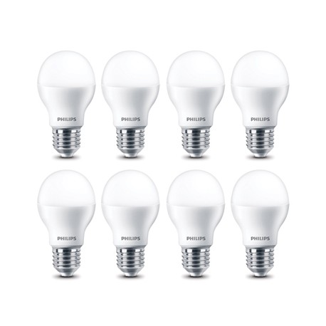 FOCO LED A19 8W(60W) LUZ CÁLIDA E26 8 PIEZAS-TodoenunSitio-PHILIPS