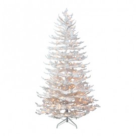 ÁRBOL NAVIDEÑO ARTIFICIAL ILUMINADO 250 LUCES NEVADO 2.13 M BLANCO-TodoenunSitio-