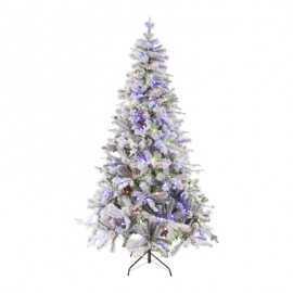 ÁRBOL NAVIDEÑO ARTIFICIAL ILUMINADO 300 LUCES LED BALSAM 2.13 M VERDE NEVADO-TodoenunSitio-