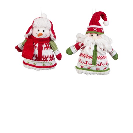 PELUCHE NAVIDEÑO COLGABLE SANTA / MONO DE NIEVE TRENDY 12 CM-TodoenunSitio-