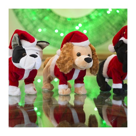 PELUCHE ANIMADO NAVIDEÑO PERRITO CON GORRO Y TRAJE-TodoenunSitio-HOME ACCENTS HOLIDAY