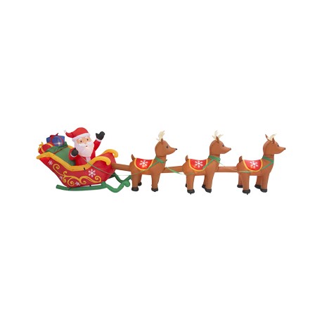 INFLABLE ILUMINADO NAVIDEÑO SANTA CLAUS CON TRINEO Y RENOS 4.90 M-TodoenunSitio-HOME ACCENTS HOLIDAY