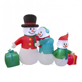 INFLABLE ILUMINADO NAVIDEÑO ESCENA MONOS DE NIEVE 1.97 M-TodoenunSitio-