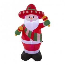 INFLABLE ANIMADO ILUMINADO NAVIDEÑO SANTA CLAUS CON MARACAS 1.83 M-TodoenunSitio-