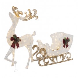 RENO CON TRINEO NAVIDEÑO ILUMINADO 1.32 M-TodoenunSitio-HOME ACCENTS HOLIDAY