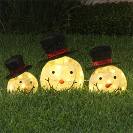 MONOS DE NIEVE NAVIDEÑOS ILUMINADOS 3 PIEZAS-TodoenunSitio-