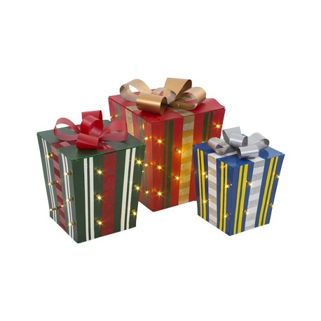 REGALOS NAVIDEÑOS ILUMINADOS LED 3 PIEZAS-TodoenunSitio-