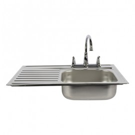 TARJA CON ESCURRIDOR IZQUIERDO CON 1 TINA ACERO TEKA-TodoenunSitio-TEKA