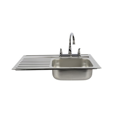 TARJA CON ESCURRIDOR IZQUIERDO CON 1 TINA ACERO TEKA-TodoenunSitio-TEKA