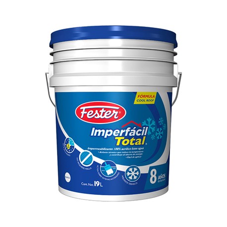 IMPERMEABILIZANTE FESTER IMPERFÁCIL TOTAL 8 AÑOS BLANCO 19L-TodoenunSitio-HENKEL